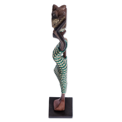Ebony wood sculpture, 'Obaapa III' - Artisan Crafted Ebony Wood Sculpture