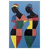 'Superstars' - Colorful Cubist Acrylic Painting
