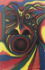 'Maraca' - Pintura cubista multicolor de acrílico sobre madera prensada de Ghana