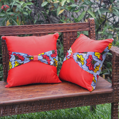 Kissenbezüge aus Baumwolle, (Paar) - 2 doppelseitige Kissenbezüge aus Baumwolle und Seide aus Ghana