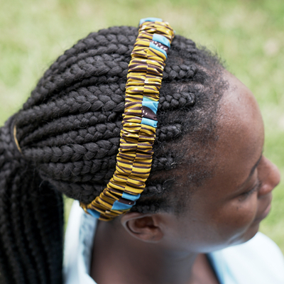 Baumwoll-Haarbänder, „Vision“ (Paar) – Paar mehrfarbige Haarbänder, handgefertigt aus Baumwolle in Ghana