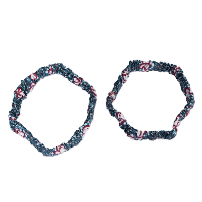 Cotton hairbands, 'Dream' (pair) - Pair of Multicolored Hairbands Handmade with Cotton in Ghana