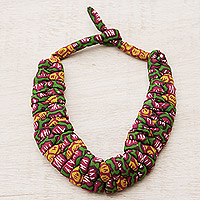 Cotton collar necklace, 'Your Destiny' - Multicoloured Cotton Collar Necklace Hand-crafted in Ghana