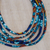Cotton multi-strand necklace, 'Virtuous Mother' - Multi-strand Blue & Red Cotton Necklace Handmade in Ghana