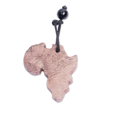 Africa-themed Wood Key Strap with Recycled Glass Bead