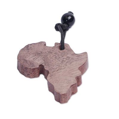 correa de madera para llaves - Llavero de madera con motivos africanos y perla de vidrio reciclado