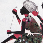 Cotton batik wall art, 'Feminine Bonds' - Signed and Handcrafted Cotton Batik Wall Art from Ghana