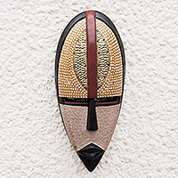 African wood mask, 'Spirit of Africa' - Hand Carved Sese Wood Wall Mask from Ghana