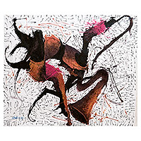 'Swing Move' - Unstretched Abstract Painting Symbolizing Dance and Music