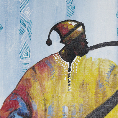 'African Horn Blowers' - Acrílico sobre lienzo Pintura con temática musical