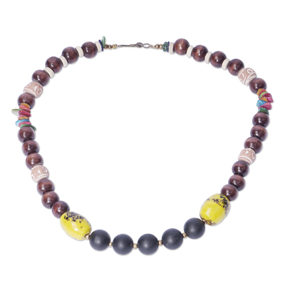 Ghanaian Artisan Created Recycled Glass and Agate Necklace