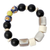 Sese wood and recycled glass beaded stretch bracelet, 'Color in Monochrome' - Ghana Jeweler Crafted Recycled Glass Bead Stretch Necklace