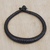 Braided leather bracelet, 'Black Grace' - Handcrafted Braided Leather Bracelet in Black (image 2) thumbail