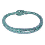 Braided leather bracelet, 'Greenish Grace' - Handcrafted Braided Leather Bracelet in Green