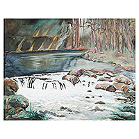 'River of Life' - Original Waterfall Painting from Ghana