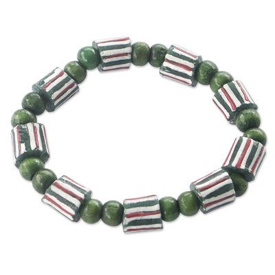 Eco-Friendly Green Beaded Stretch Bracelet