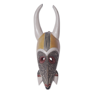 African Sese Wood Antelope Mask Crafted in Ghana