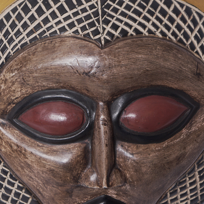 African wood mask, 'Ndokutsu Blessing' - African Ewe Sese Wood Mask Crafted in Ghana