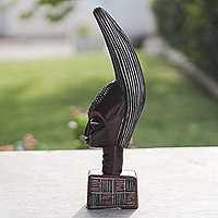 Wood sculpture, 'Daaga' - Hand-Carved Traditional Sese Wood Sculpture from Ghana