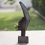 Hand-Carved Traditional Sese Wood Sculpture from Ghana, 'Daaga'