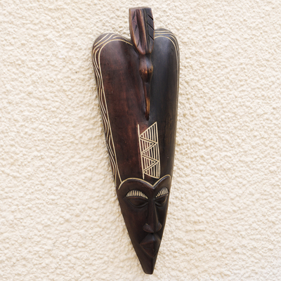Ghanaian wood mask, 'Odo Bird' - African wood mask