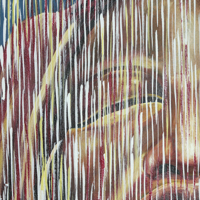 'Meditation' - Unstretched Realist Painting of Meditative Woman in The Rain