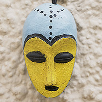 African wood mask, 'Vibrant Spirit' - African Sese Wood Mask with Vibrant Hand-Painted Colors