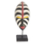 African wood mask, 'Zebra Visage' - Striped African Sese Wood Mask with Stand