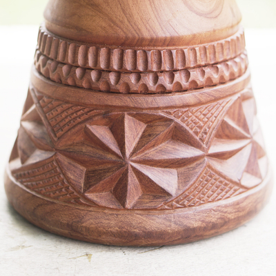 Hand-Carved Tweneboa Wood Djembe Drum from Ghana - Warm Star