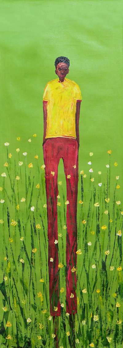 Boy Acrylic on Canvas Expressionist Painting from Ghana