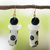 Glass beaded dangle earrings, 'Black and White Grace' - Recycled Glass Beaded Dangle Earrings in Black and White