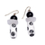 Glass beaded dangle earrings, 'Black and White Grace' - Recycled Glass Beaded Dangle Earrings in Black and White