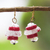 Glass beaded dangle earrings, 'Gentle Red' - Eco-Friendly Glass Beaded Dangle Earrings in Red
