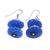 Glass beaded dangle earrings, 'Intense Sapphire' - Sapphire Recycled Glass Beaded Dangle Earrings from Ghana