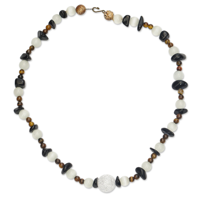 Halskette aus Achatperlen - Halskette aus Achat und Glasperlen mit umweltfreundlichen Akzenten