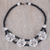 Cat's eye beaded statement necklace, 'Divine Blossoms' - Eco-Friendly Beaded Statement Necklace with Floral Motifs