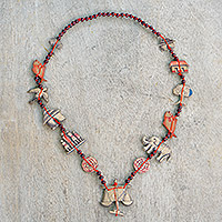 Featured review for Recycled cardboard beaded pendant necklace, Justice and Peace