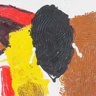 'Check Me Out' - Acrílico sobre lienzo Pintura abstracta del hombre elaborada en Ghana