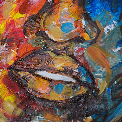 'African Heritage II' - Signed Stretched Expressionist Acrylic Painting from Ghana