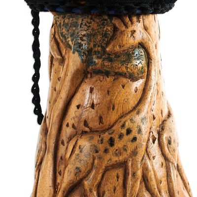 Djembe-Trommel aus Holz - Handgefertigte Kente-Djembe-Trommel aus mehrfarbigem Tweneboa-Holz