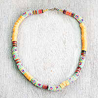 Halskette aus recycelten Glasperlen, „Selah“ – Halskette aus recycelten Glasperlen, handgefertigt in Ghana
