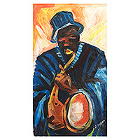 'Sounds I' - Impressionist Signed Painting of a Trumpet Player from Ghana