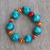 Recycled plastic and wood beaded stretch bracelet, 'Waves of Happiness' - colourful Eco-Friendly Beaded Stretch Bracelet from Ghana