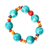 Recycled plastic and wood beaded stretch bracelet, 'Waves of Happiness' - colourful Eco-Friendly Beaded Stretch Bracelet from Ghana