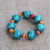 Recycled plastic and wood beaded stretch bracelet, 'Waves of Happiness' - colourful Eco-Friendly Beaded Stretch Bracelet from Ghana