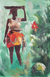 'Hermosa flor roja' - Pintura acrílica sobre lienzo de estilo impresionista de una mujer