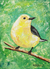 'Warbler' - Impressionistische Vogelmalerei aus Acryl in Gelb- und Grüntönen