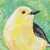 'Warbler' - Pintura acrílica de pájaros impresionista en tonos amarillos y verdes