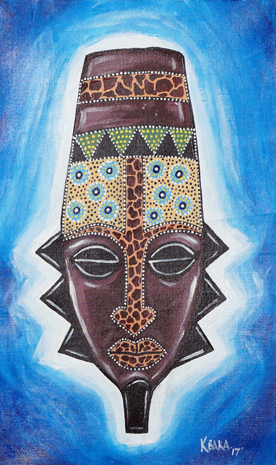 Acrylic on Canvas Impressionist Painting of African Mask