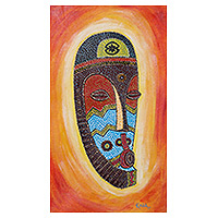 'Other People's Misfortune' - Acrylic Impressionist Style Painting of African Mask